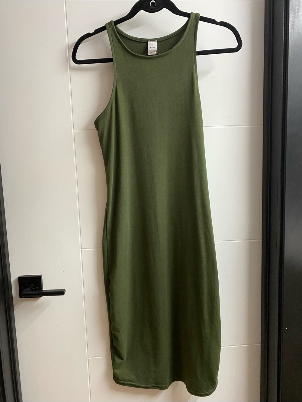 EVIE Olive Green Ribbed Tank Midi Dress